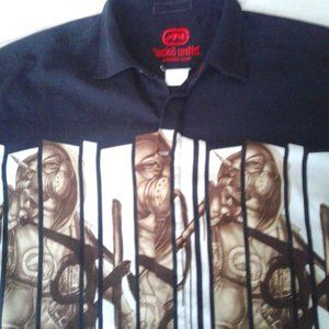 very unique mens 2XL short sleeve shirt ECKO UNLTD steampuck